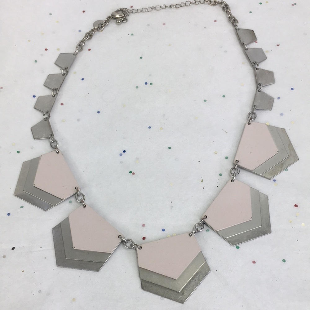 Express geometric silver pink necklace